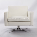 White Kennedee Rotatanle Leather Armchair